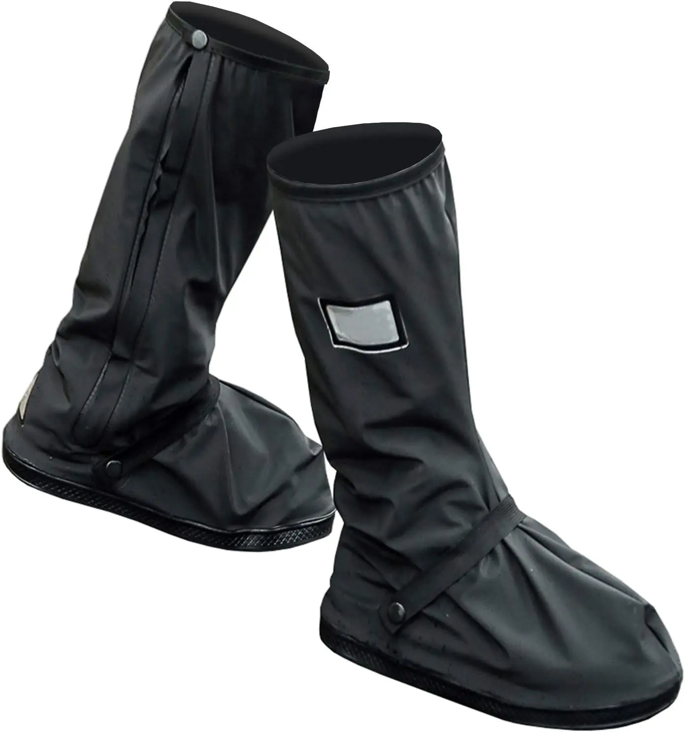 Elegant Waterproof Shoe Covers - Reusable High-Top Rain Boot Protectors for Women, Anti-Slip Thick Sole & Reflective Safety, Premium Minimalist Commuter Gear