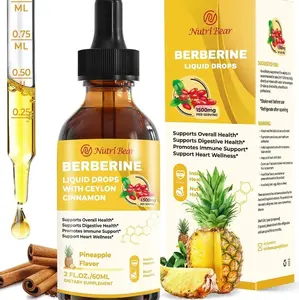 Berberine Supplement with Ceylon Cinnamon, Berberine HCL Liquid Drops with Turmeric, Bitter Melon, Quercetin, 10X Strength AMPK for Digestion System, Immune Health Support -Vegetarian, 2 fl oz