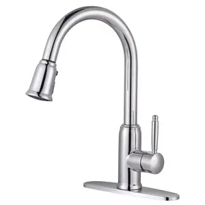 WOWOW Chrome Stainless Steel Kitchen Faucet for Sink 1 or 3 Hole, Pull Down Kitchen Faucet High Arc Single Handle Kitchen Sink Faucet