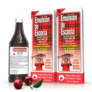 Emulsión De Escocia: Cherry Cod Liver Oil For Immune Support - Vitamins A, D, E, B1 & Omega-3 - Dietary Supplement 2-Pack