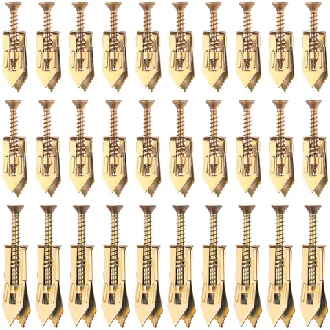 80pcs Drill-Free Setup Self-Drilling Threaded Clamp Anchors & Flat Head Screws Kit - 0.47x1.18 inch Zinc-Coated Metal Hardware, Fast Fasteners for Drywall, Wood, Fiberglass