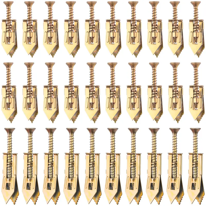 80pcs Drill-Free Setup Self-Drilling Threaded Clamp Anchors & Flat Head Screws Kit - 0.47x1.18 inch Zinc-Coated Metal Hardware, Fast Fasteners for Drywall, Wood, Fiberglass