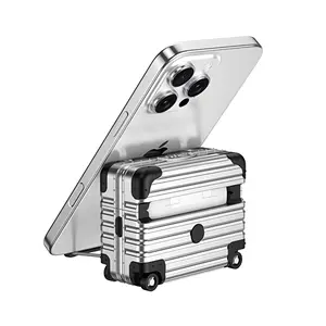 AirPods Case for AirPods 4th Generation, AirPods Pro 2, AirPods Pro 3, Shockproof Suitcase Luggage Design Protective Cover with Built-in Phone Stand, Lockable, Support Horizontal & Vertical StandAirPods Case for AirPods 4th Generation, AirPods Pro 2, AirP