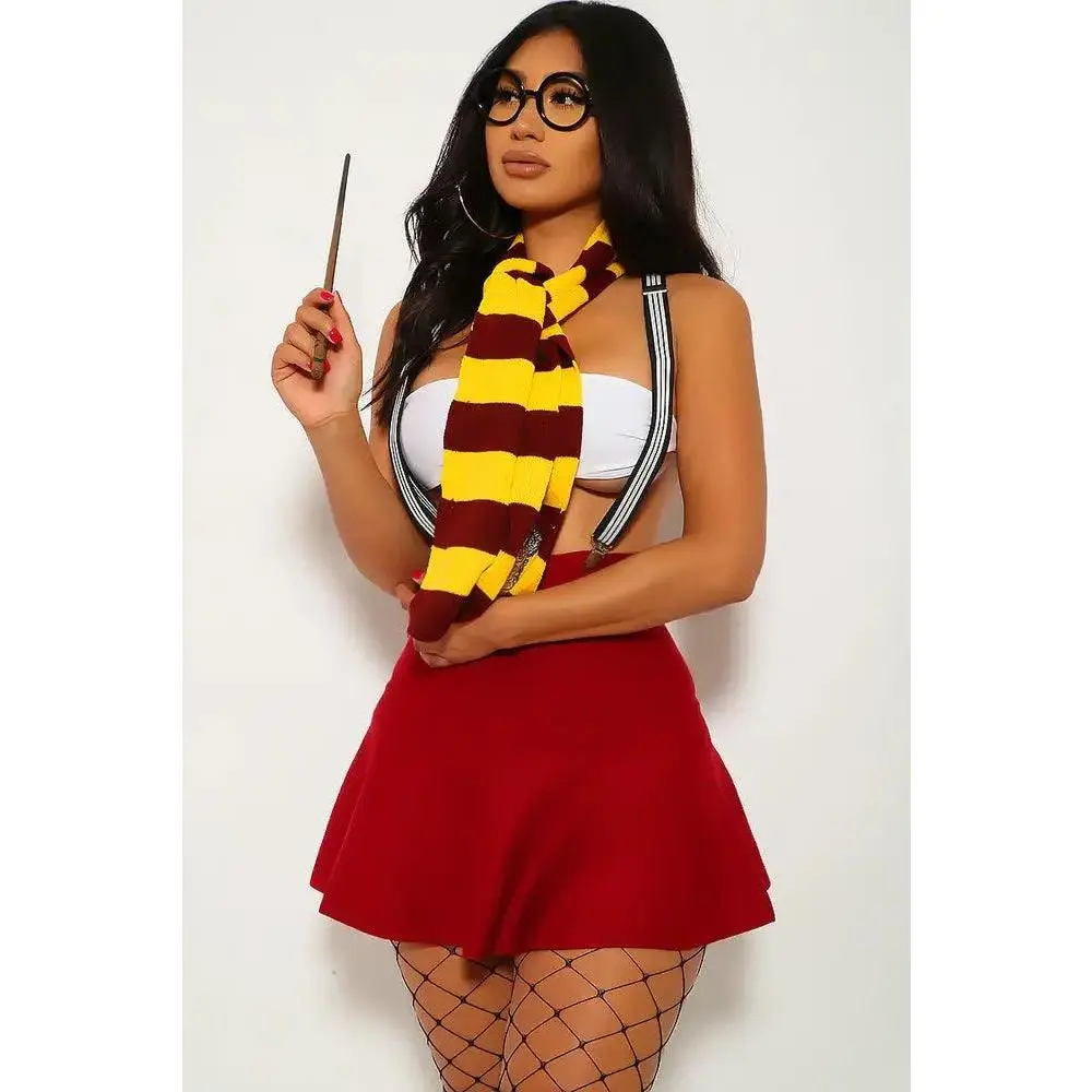 Wine Yellow Sexy Wizard 4 Piece Harry Halloween Costume