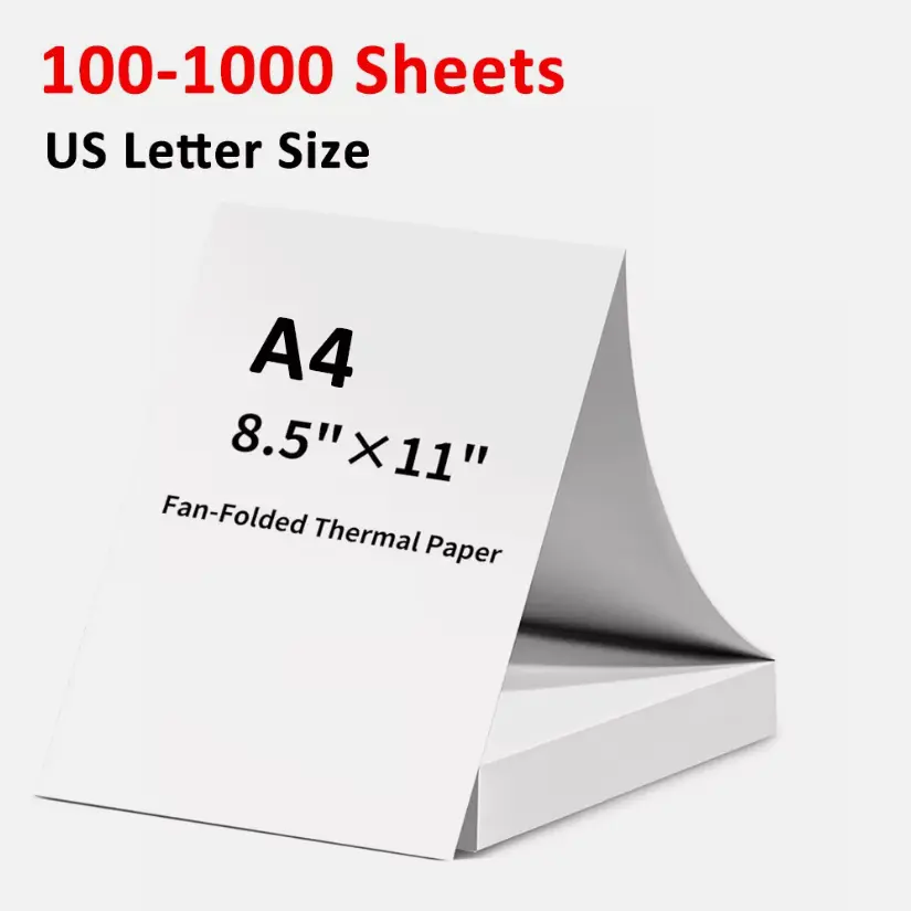 100-1000 Sheets Thermal Printer Paper 8.5" x 11" US Letter Size Thermal Paper 100-1000 Sheets Thermal Printer Paper 8.5" x 11" US Letter Size Thermal Paper