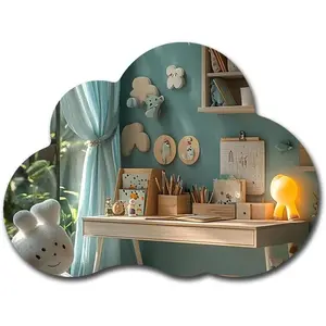 Cloud Acrylic Mirror Anti-Scratch Unbreakable Shatterproof HD Tempered Wall Decorative Mirrors for Restaurant Bedroom Kitchen Office Gym(Cloud,11.81 "x 15.75")