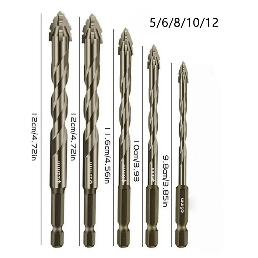 5Pcs Masonry Drill Bit Set/multipurpose drill bit with Industrial Carbide Tip, Sawtooth Eccentric Design, Ideal for Drilling Tiles, Ceramics, Glass, Marble, Concrete, Stainless Steel.