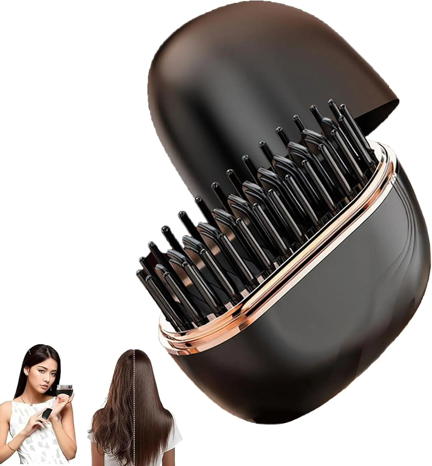 Mini Hair Straightener Brush, Rechargeable Wireless Hot Comb with 3 Adjustable Heat Settings for Smooth Hair, Lightweight Portable Styling Tool for Daily Use & Travel