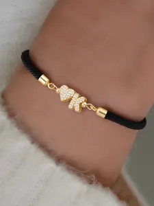 Women's Zirconia Bubble Initial Heart Charms Bracelet, Adjustable Classic Ladies' Rope, Casual Style, All Seasons Accessory