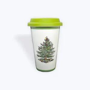 Christmas Tree Spode Travel Mug with Silicone Lid 11oz 320ML Drink Drinkware