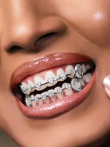 Hip-hop braces set accessories, rap full zircon, equipped with teething rings, unique accessories, enhance your temperament, Teeth Cover Girls