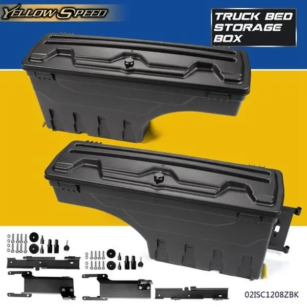 ALLGOOD Left & Right Rear Truck Bed Storage Toolbox Set - Lightweight ABS Plastic Rear Storage Car Organizers for Ford 2015-2020 F-150 Car Interior Stowing Supplies, Dual-Sided Fit