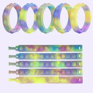 Wearable Push Pop Fidget Bracelet for Kids Children and Adults (5-Pack)