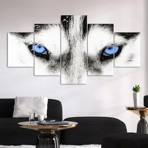 Wolf Pattern Canvas Painting, 5 Counts/set Modern Art Print, Western Wall Art Decor for Home Living Room Bedroom Office, Ornaments