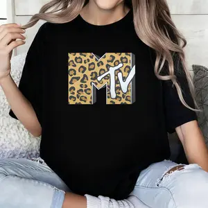 100 Percent Cotton Casual Fashion T-Shirt Classic MTV Leopard Logo T-shirt, Music Television MTV Logo Tee, Retro 80s 90s Style MTV Family Matching Tee, Disneyland Family Matching Tee