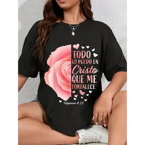 100 Percent Cotton Christian Gifts for Women Featuring Spanish Bible Verses and Inspirational Sayings Religious T-Shirt