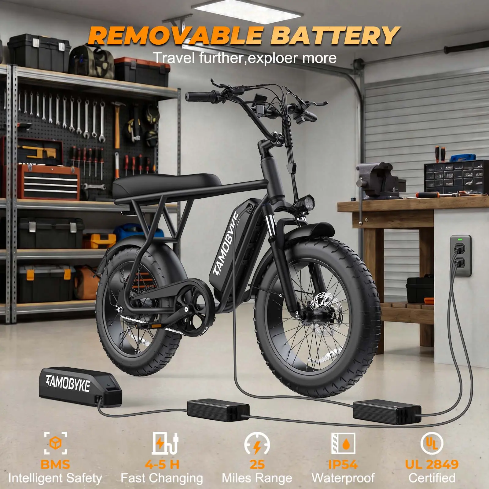 【SummerVibes】T63 Fat Tire Electric Bike for Adults, 1000W Peak Power E-Bike, 22MPH Top Speed, 468Wh Removable Battery, 20"x4.0" All-Terrain Tires, 4 Color Choices, Mountain Snow Sand Road Commuter Bicycle