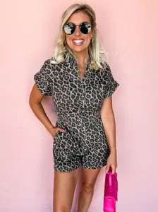 Fierce Attitude Leopard Button Front Romper
