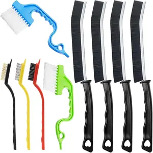 Cleaning Brush, 9 count Hard Bristle Crevice Cleaning Brush Set for Kitchen Bathroom Toilet Grout Bottle Gap Window Tracks, Multifunctional  Essentials Scrub Cleaning Tools