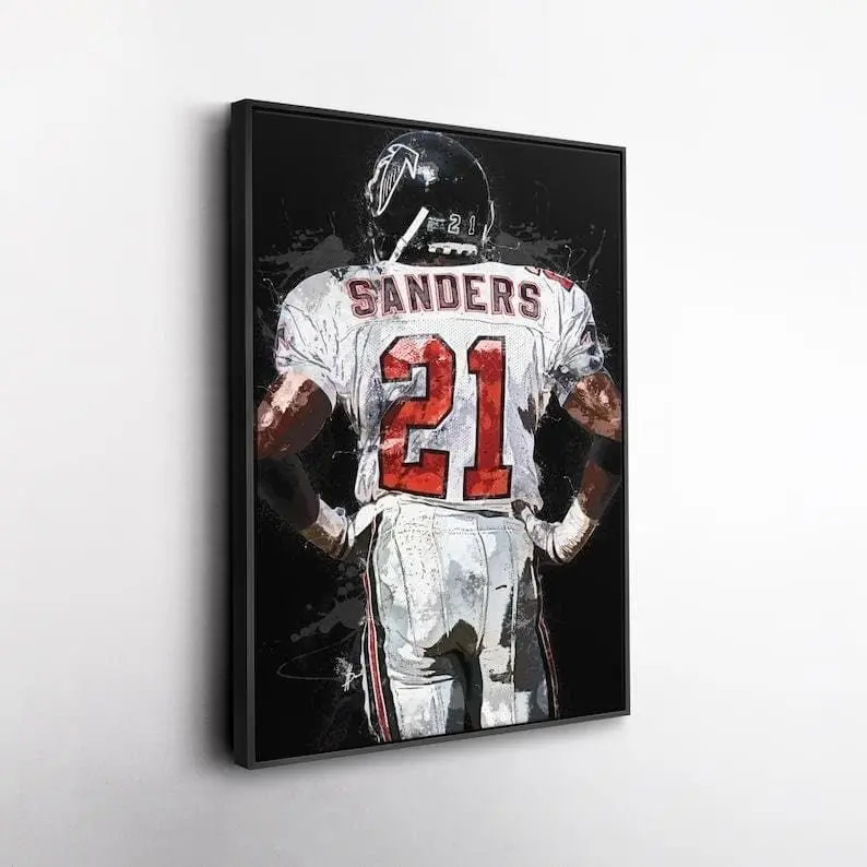 Deion Sanders Poster - Atlanta Falcons Football Wall Art, Legendary Player Decor, Watercolor Style Print [UNFRAMED - PRINT ONLY]