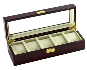 Diplomat 5-Piece Glossy Rosewood Watch Box