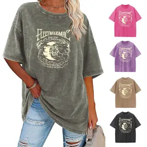 Holafish 2026 Acid Wash T-Shirt Moon Pattern,Heavyweight Cotton Streetwear graphic vintage tees Menswear Womenswear Crewneck Tshirt