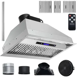 【Father's Day】VEVOR Insert Range Hood,  900CFM 4-Speed, 30 Inch Stainless Steel Built-in Kitchen Vent with Touch & Remote Control LED Lights Baffle Filters, Ducted/Ductless Convertible, ETL Listed