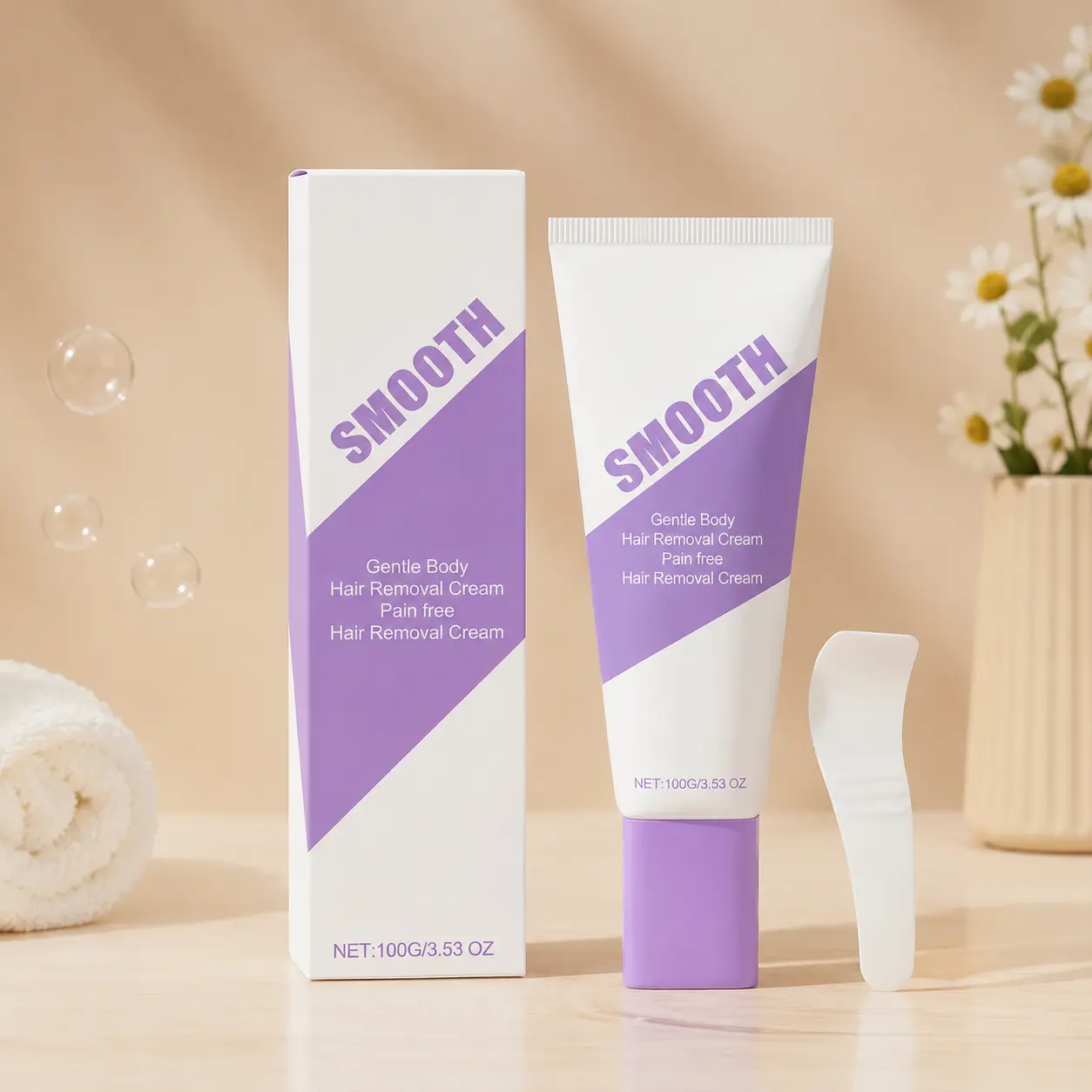 Summer Smooth Bikini Hair Removal Cream for Sensitive Skin | Painless & Fast Depilatory Cream | Aloe Vera & Hyaluronic Acid | Silky Smooth Skin for Beach & Vacation Women & Men SummerVibes