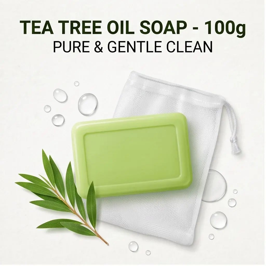 【Buy 1 Get 1 Multi-Pack】100g Natural Tea Tree Oil Soap, Gentle Cleansing Bar for Body & Facial Skin Daily Washing, Body Care Product for Home Bathroom