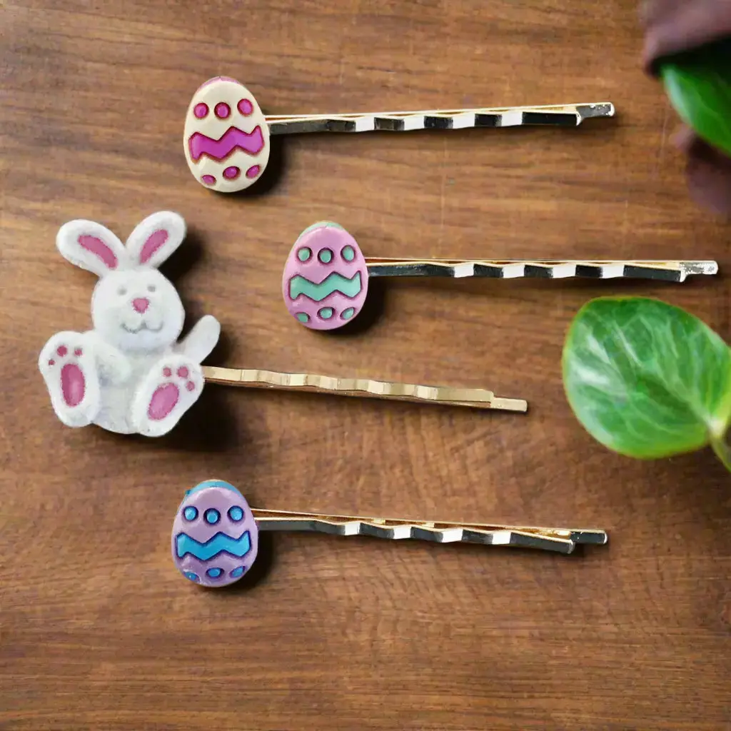 Easter Bunny & Egg Hair Pins – Bunny Bobby Pin Set of 4