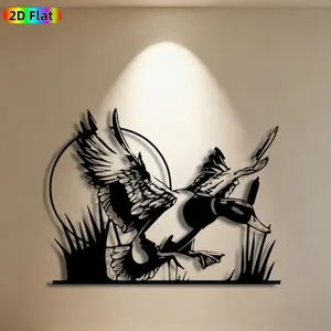 1pc Duck Metal Wall Art, Dining Room Wall Art, Modern Art Design, Dynamic Duck Statue Mural, Ideal Gift for New Year, Christmas, Hunting & Wildlife Enthusiasts, Weather-Resistant Metal Wall Decor Wall Sculptures, Perfect for Outdoor Wall & Garden Fence