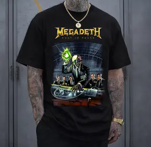 Megadeth Rust In Peace Band Tee Menswear Top Heavy Cotton Unisex Oversize Thrash Metal Heavy Metal Rock Band Vintage Graphic Streetwear Cotton Tee T-Shirt for Men and Women Fans