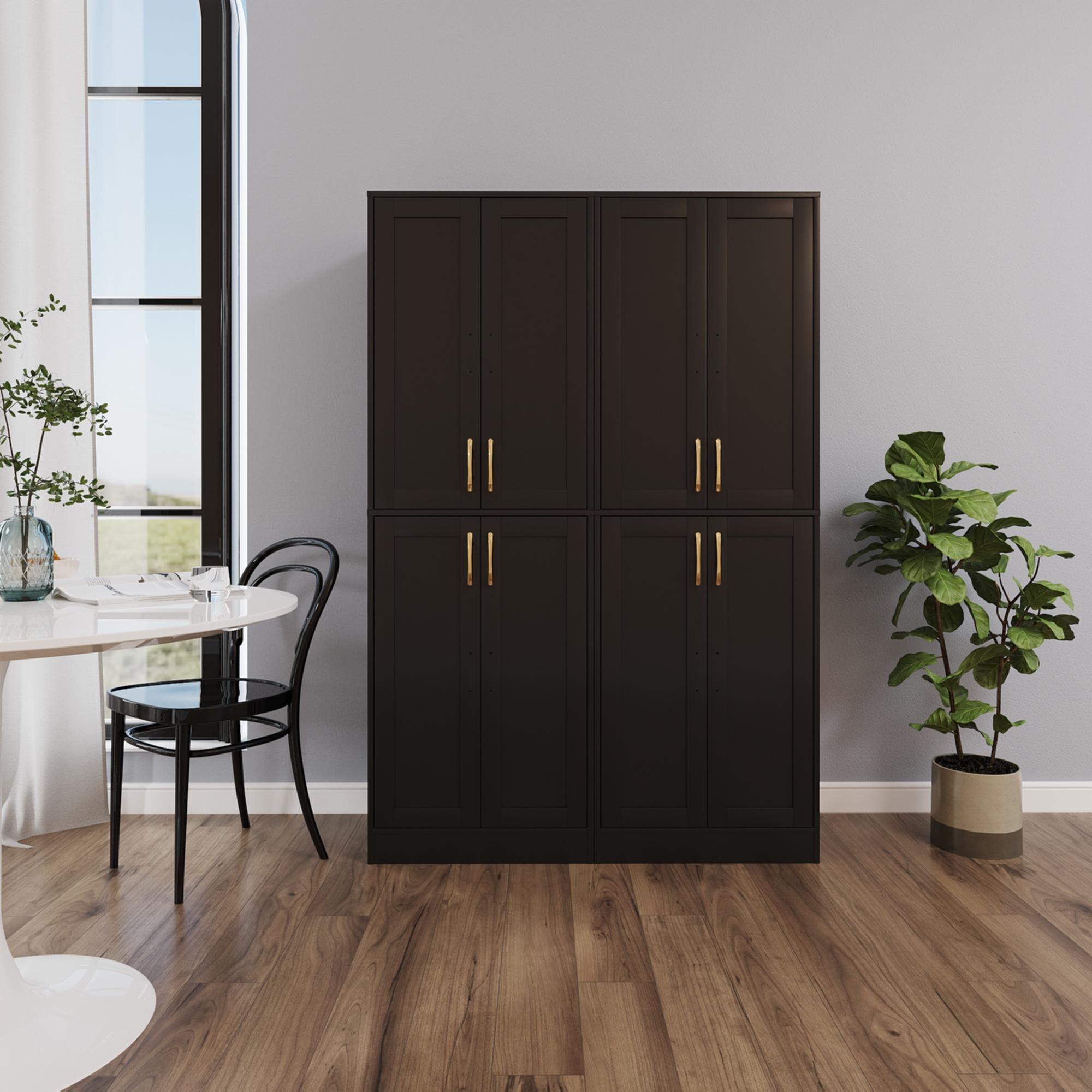 60.6" Tall Kitchen Pantry, Farmhouse StorageCabinet With Adiustable Shelves, Farmhouse PantryCabinet With 4 Doors, For Kitchen, DiningRoom, Living Room Furniture Organizer