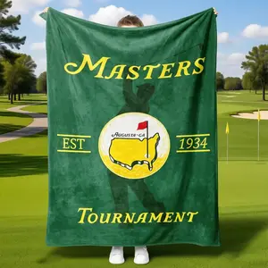 Masters Tournament Golf Blanket – Classic Augusta National Design with Silhouette Golfer & 1934 Emblem, Perfect for Golf Enthusiasts & Sports Fans