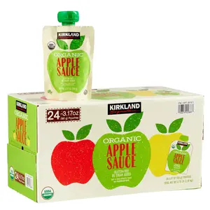 Kirkland Signature Organic Apple Sauce 3.17 oz 24-Count Pouches Gluten-Free Unsweetened Natural Fruit Puree for Every Meal Flavor