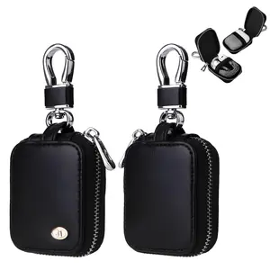 PU Leather Earphone Protective Case with Keychain, Zipper Storage Pouch Compatible with AirPods 1/2/3/4/Pro/Pro 2, Dustproof Waterproof Earbuds Case for Wireless Earphones, USB Cable & Travel Use