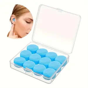 Soft Silicone Ear Plugs 12PCS - Super Sound Insulation, Noise Cancelling, Anti-Noise, Waterproof, Ideal for Sleeping, Swimming, Travel, Work, Reusable & Washable Waterproof Earplugs