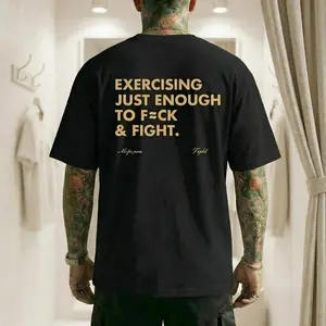 Funny Gym Graphic T-Shirt For Men Edgy Workout Apparel MMA BJJ Combat Sports Unhinged Humor Weightlifting Back Print Oversized Casual Tee