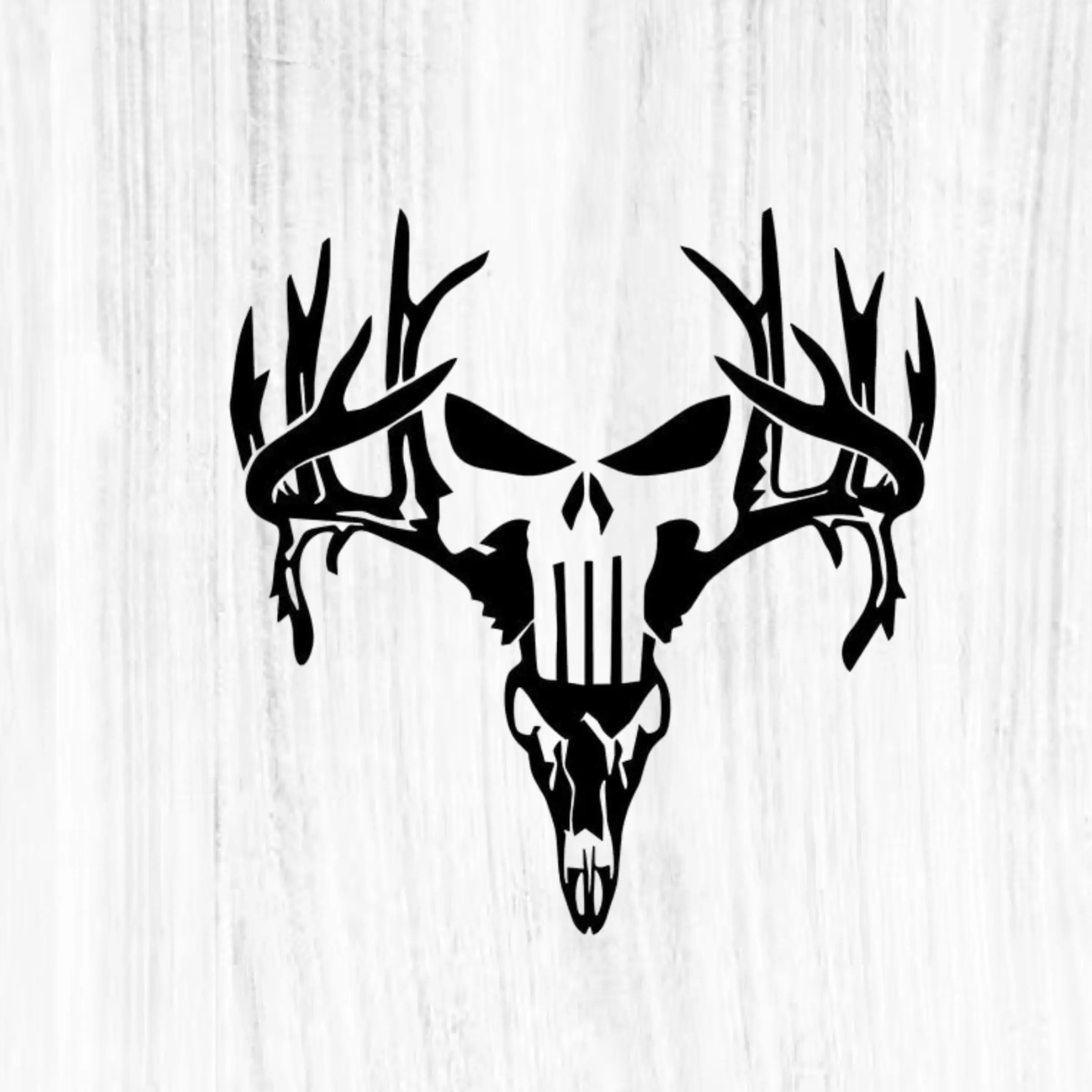 Buck Skull Antler Sticker – Punisher Style Hunting Decal for Trucks, Coolers & Outdoor Gear