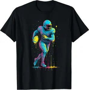 Football Drip Ice Painting Colorful Football Player Dripping T-Shirt