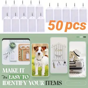 50 Piece Plastic Property Keychain White Luggage Blank Name Tag Fashion Accessories