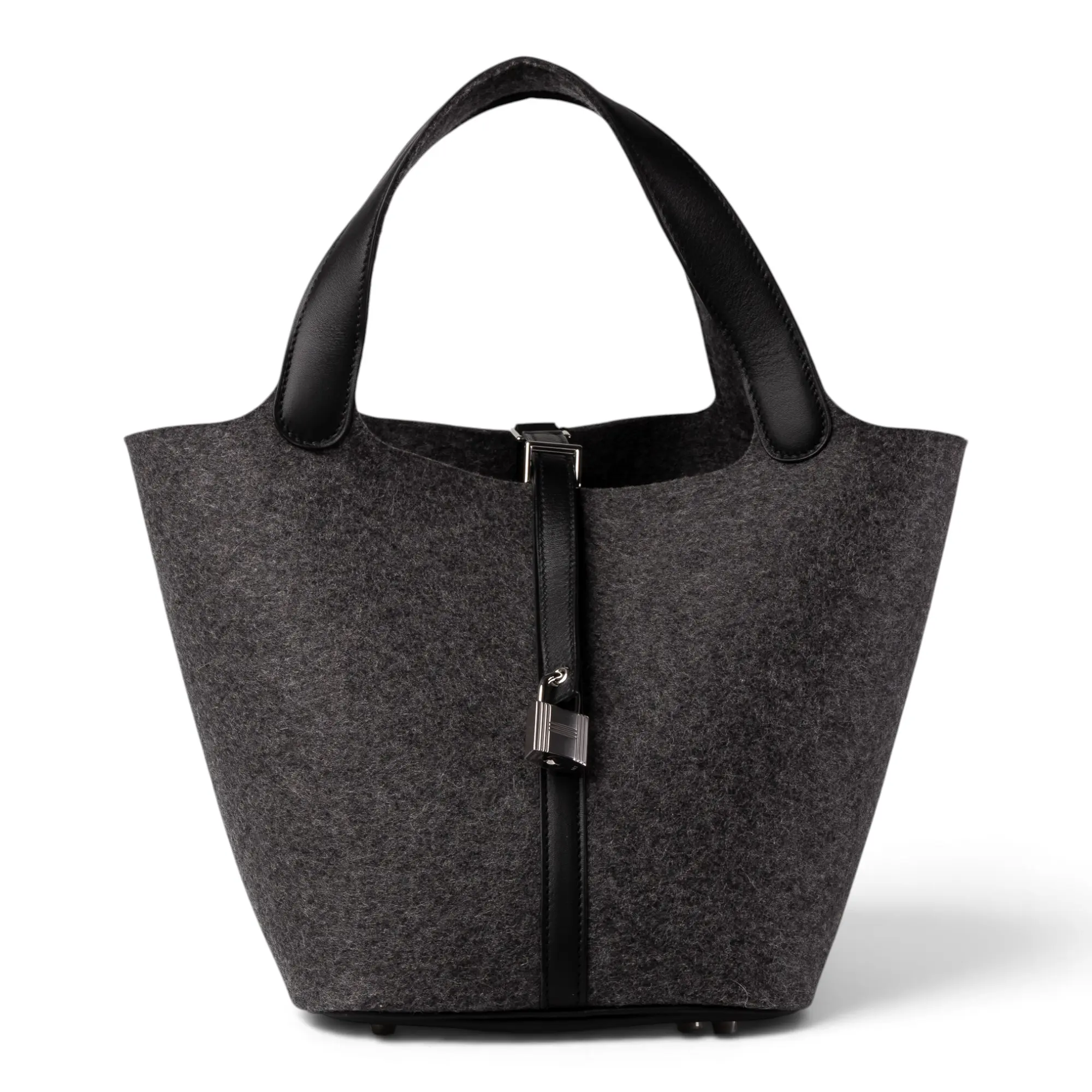 Pre-owned HERMÈS leather Shoulder Bags Picotin Lock M Gray Togo H26074298