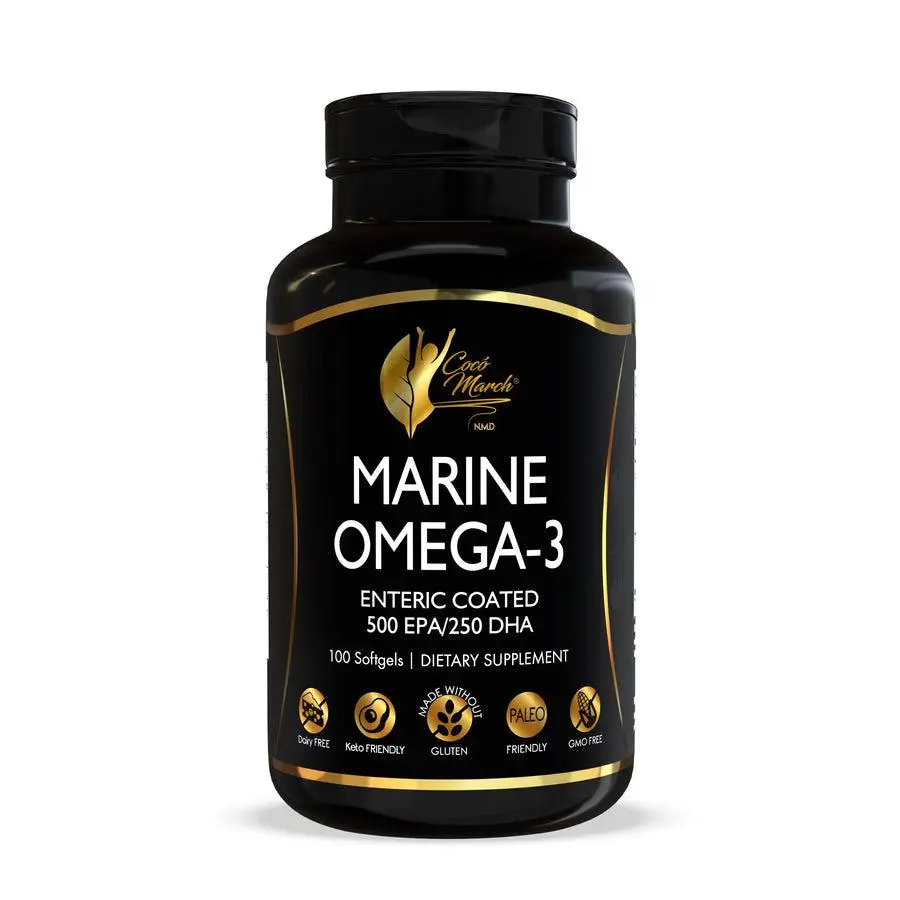 Coco March - MARINE OMEGA-3 - Dietary Supplement, Essential Fatty Acids Fish Oil Wellness Supplement
