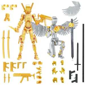 Multi-Jointed Titan 13 Action Figure – Pre-Assembled Dummy 13 3D Printed Poseable Robot Model, Fully Articulated Movable Joints with Weapons & Hands, Desktop Decor for Collectors