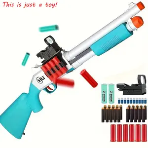 JH2027B Foam Dart Blaster Toy, Manual Spring Powered Soft Bullet Blaster, Safe Outdoor Shooting Game Toy for Kids Teens, Handheld Air Powered Launcher, Birthday Christmas Gift