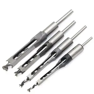 Square Hole Drill Fixed Bracket for Electric Drills, 4-Piece Woodworking Adapter Set, Square Mortise Drill Bits for Precise Square Holes
