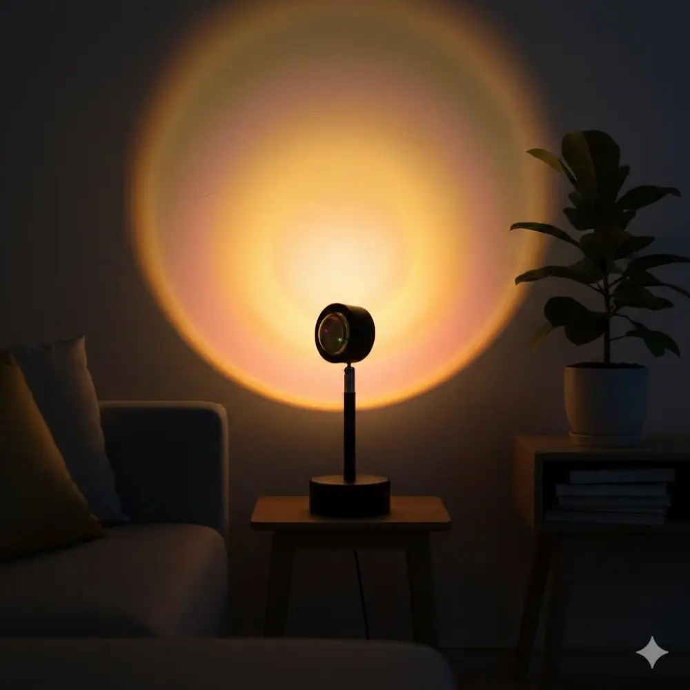 USB Charging Remote Sunset Projector Lamp with Rotating Rainbow Mood Lighting, Adjustable Colors & Smart Light Control for Bedroom, Kids Room, Party Decor Night Light
