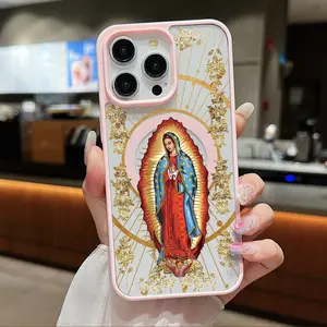Virgin Mary Pattern Clear Magnetic Phone Case, Compatible with MagSafe Silicone Bumper Protective Cover For iPhone X 11 12 13 14 15 16 17 Pro Max Plus Guadalupe Maria