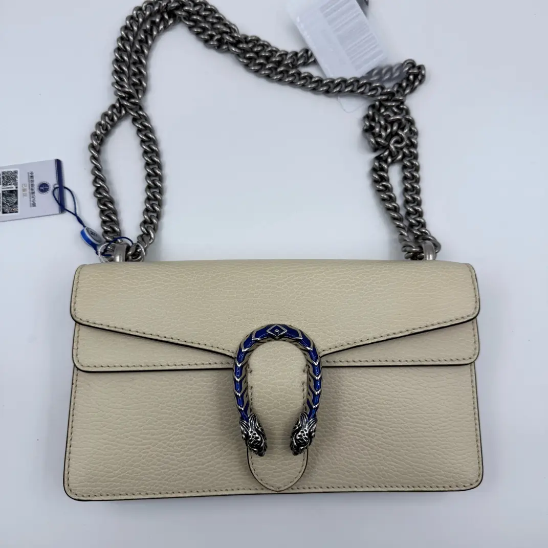 Pre-owned GUCCI Dionysus Medium Leather Shoulder Bag Style CC0238, White Leather Bag