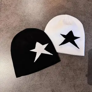 Y2K Star Pattern Knit Beanie – Hip Hop Winter Hat